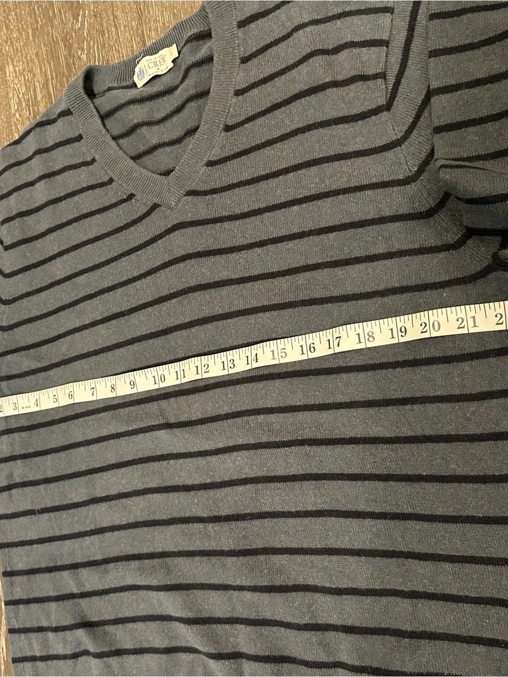 Men's Gray V-Neck Striped Sweater